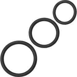 Rubber Cock Ring 3 Piece Set, Black