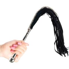 Fetish Fantasy Series Beaded Metal Flogger, 23 Inch, Black/Silver