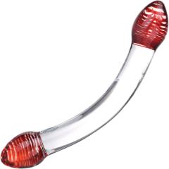 glas Red Head Double Glass Dildo, 9 Inch, Clear/Red