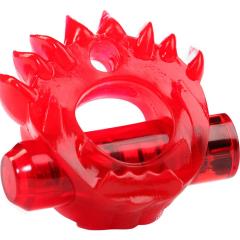 Crossbones Flame Thrower Single Bullet Vibrating Cockring, Red Crossbones Flame Thrower Single Bullet Vibrating Cockring, Red