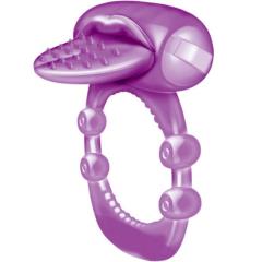 Hott Products Xtreme Vibes Nubbie Tongue Silicone Cockring, Purple