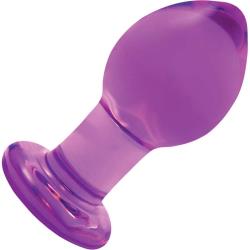 Crystal Premium Glass Butt Plug, 3 Inch, Purple