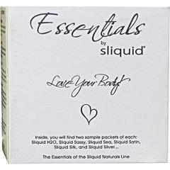 Sliquid Essentials Lubricant Sampler Box, 0.17 fl.oz (5 mL) Pillows, Cube Pack of 12