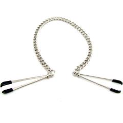 Heart 2 Heart Tweezer Nipple Clamps with Chain Chrome