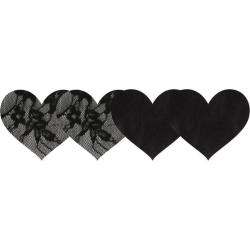 Peekaboos Premium Heart Shaped Nipple Pasties, 2 Pair Pack, Black Lace