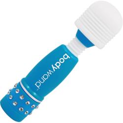 BodyWand Waterproof Vibrating Mini Massager, 4 Inch, Neon Blue