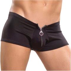 Male Power Zipper Shorts, Small/Medium, Black