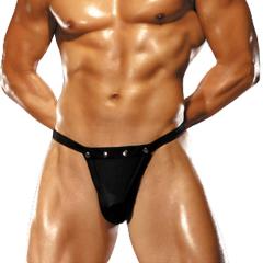 Male Power Rip Off Thong with Studs, Small/Medium, Black