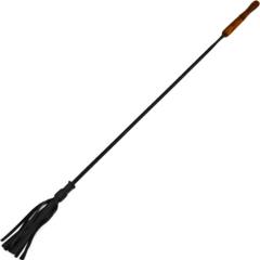 Rouge Leather Riding Crop with Wooden Handle, 23.5 Inch, Black