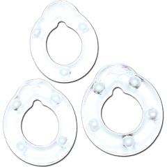 All American Triple Rings Silicone Cock Ring Set, Clear