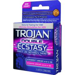 Trojan Double Ecstasy Condoms, Pack of 3