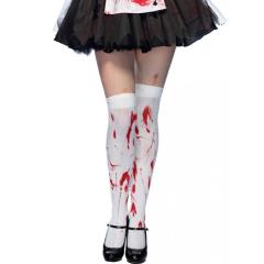 Leg Avenue Bloody Zombie Thigh Highs, One Size, White/Red