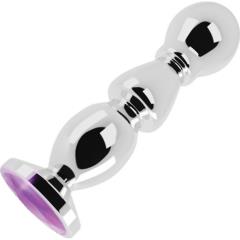 Rich R2 Metal Anal Plug with Sparkling Sapphire, 4.8 Inch, Silver/Purple