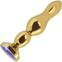 Rich R4 Metal Anal Plug with Sparkling Sapphire, 4.8 Inch, Gold/Purple