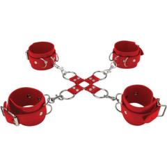 Ouch! Leather Hogtie Cuffs for Kinky Lovers, One Size, Cherry Red