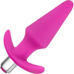 Luxe Discover Silicone Vibrating Anal Butt Plug, 5 Inch, Fuchsia