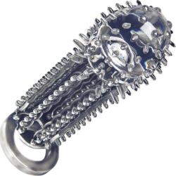 OptiMale 1 Inch Extra Length Nubby Penis Extension with Ball Strap, 5.75 Inch, Clear