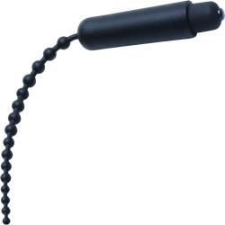 Master Series Dark Rod Vibrating Beaded Silicone Sound, 9.5 Inch, Black