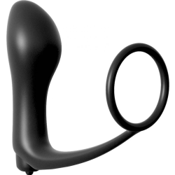 Anal Fantasy Collection Ass-Gasm Cockring Vibrating Plug, 4 Inch, Black