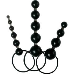 Trinity Vibes Tripled Anal Trainer Beads, 3 Piece Set, Black
