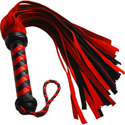 Strict Leather Short Suede Flogger with Wrist Loop, 17.5 Inch, Black/Red