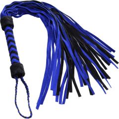 STRICT by XR Brands Suede Flogger, 18 Inches, Black and Blue