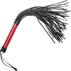 Master Series Crimson Tied Embossed Vinyl Flogger, 15 Inch, Black and Red