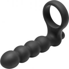 Frisky Double Fun Double Penetration Cock Ring, 6 Inch, Black