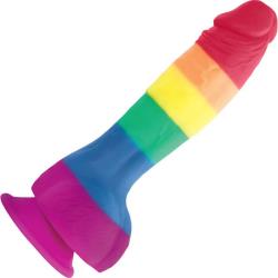 Colours Silicone Dildo with Suction Mount Base, 6 Inch, Rainbow Pride Edition
