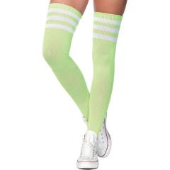 Leg Avenue Athlete Thigh High Socks with 3 Stripe Top, One Size, Neon Green