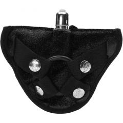 Tantus Vibrating Adjustable Strap-On Harness, Black Velvet