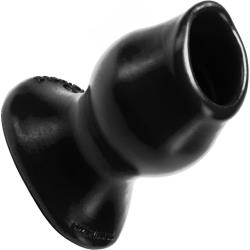 OxBalls Pig-Hole Hollow Silicone Butt Plug, 5.5 Inch, Black