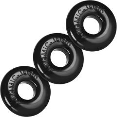 OxBalls Ringer Donut Cockrings Pack of 3, Black
