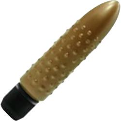 Golden Triangle Pearl Sheen Bumpy Vibrator, 5 Inch, Brown