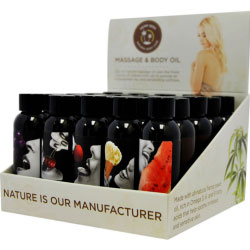 Earthly Body Edible Massage Oil Display Box of 25 Bottles, 2 fl.oz Each