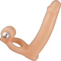 Double Penetrator Vibrating Dream Cockring with 6.25 Inch Dong, Flesh