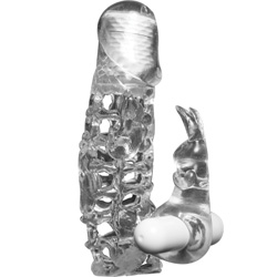 1.5 Inch Extra Length Dual Vibrating Rabbit Extender, 5 Inch, Clear
