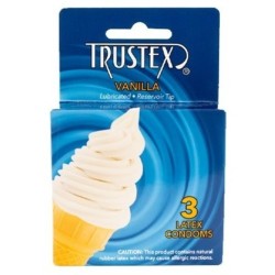 Trustex Flavored Lubricated Condoms, 3 Pack, Vanilla