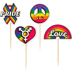 Little Genie Party Picks Pride Toothpick Toppers, 24 count