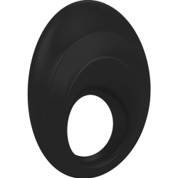 Ovo B5 Silicone Cock Ring, 2 Inch, Black/Chrome