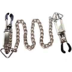 Medical Play Nipple Clamps with Weights, Silver