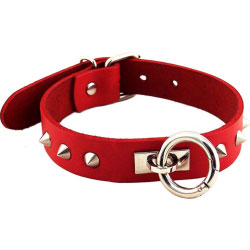Rouge Garments O Ring Studded Collar, Red