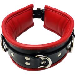 Rouge Garments Bondage 3 D Ring Padded Collar, Red/Black