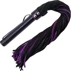 Rouge Suede Flogger with Leather Handle, 27 Inch, Purple/Black