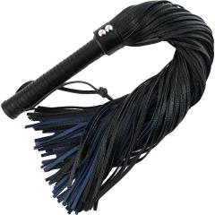Rouge Suede Flogger with Leather Handle, 27 Inch, Blue/Black