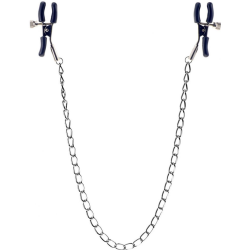 Simply Pleasure Kinx Squeeze and Please Nipple Clamps with Chain, 16.5 Inch, Silver