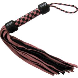 Ruff Doggie Short Suede Leather Flogger with Checkered Grip, 18 Inch, Pink