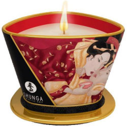 Shunga Romance Scented Massage Candle, 5.7 fl.oz (170 mL), Sparkling Strawberry Wine