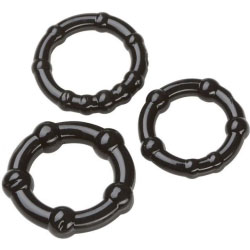 Cloud 9 Beaded Cock Ring Combo Pack, 3 Sizes, Black