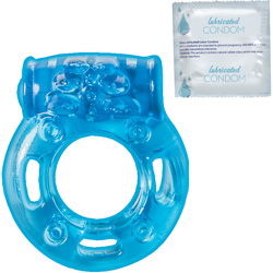 Nasstoys Vibrating Cock Ring with Premium Lubricated Condom, Blue